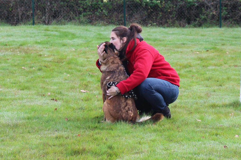 Maitre Qui Fait Un Bisous A Son Chien